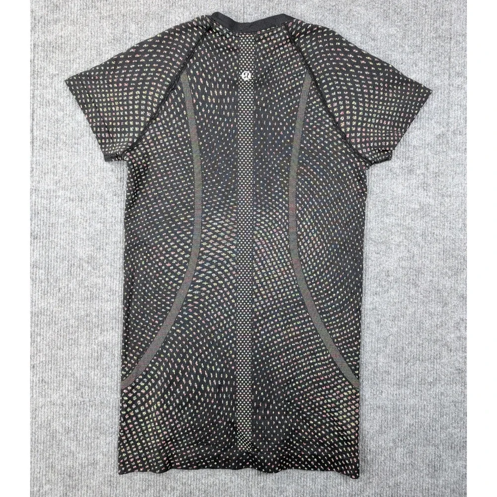 Lululemon Swiftly Tech Shirt 2.0 Grid Warp Black Neon Multi Athletic Running